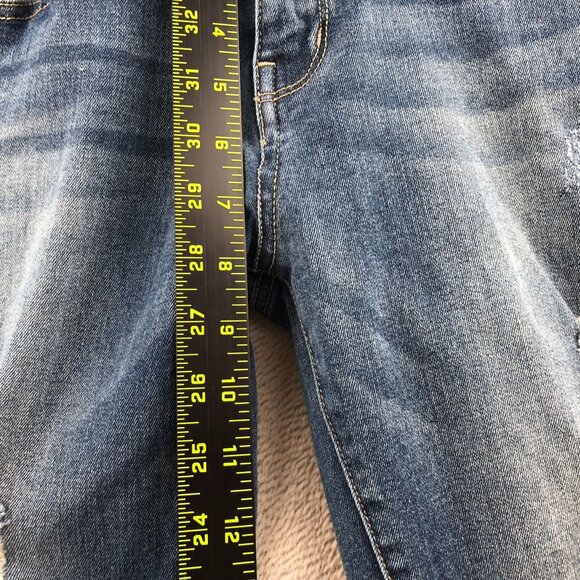 Guess Womens Jeans Size 29 Ankle Mid Rise Skinny Sarah Fit Blue Denim Distressed - Picture 8 of 16